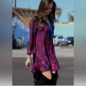 BCBGMAXAZRIA Kena Plum Berry Boho Print Dress | Size M